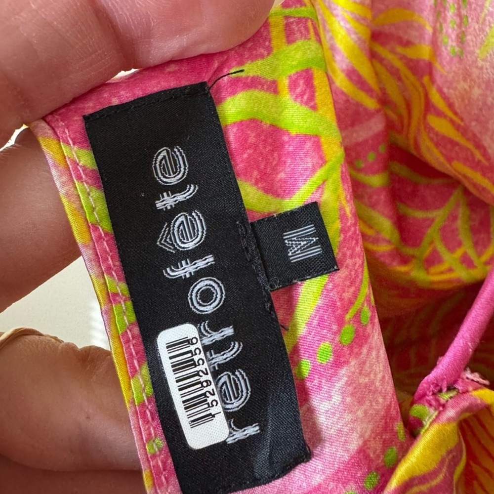 Retrofete Ariella Pink and Green Tropical Silk Mini Dress - Picture 11 of 13